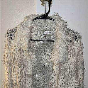 Simply Couture Cream Floral Crochet Cardigan